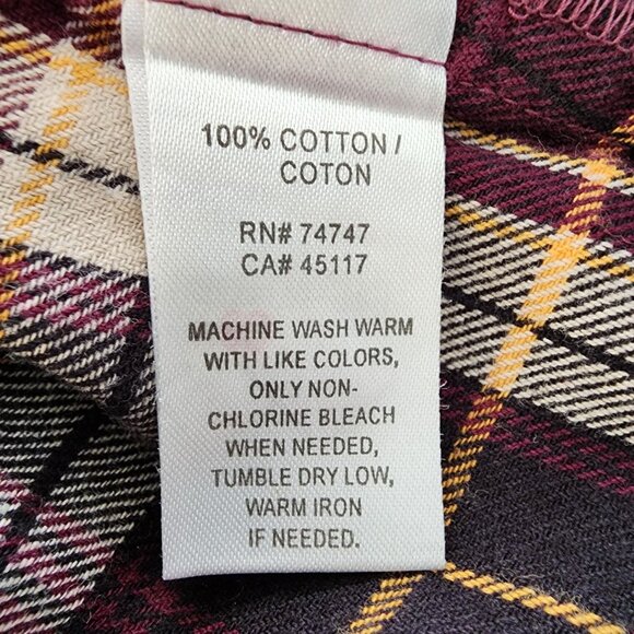 Natural Reflections Womens Plaid Long Sleeve Flannel Shirt, Size Medium - Picture 5 of 6